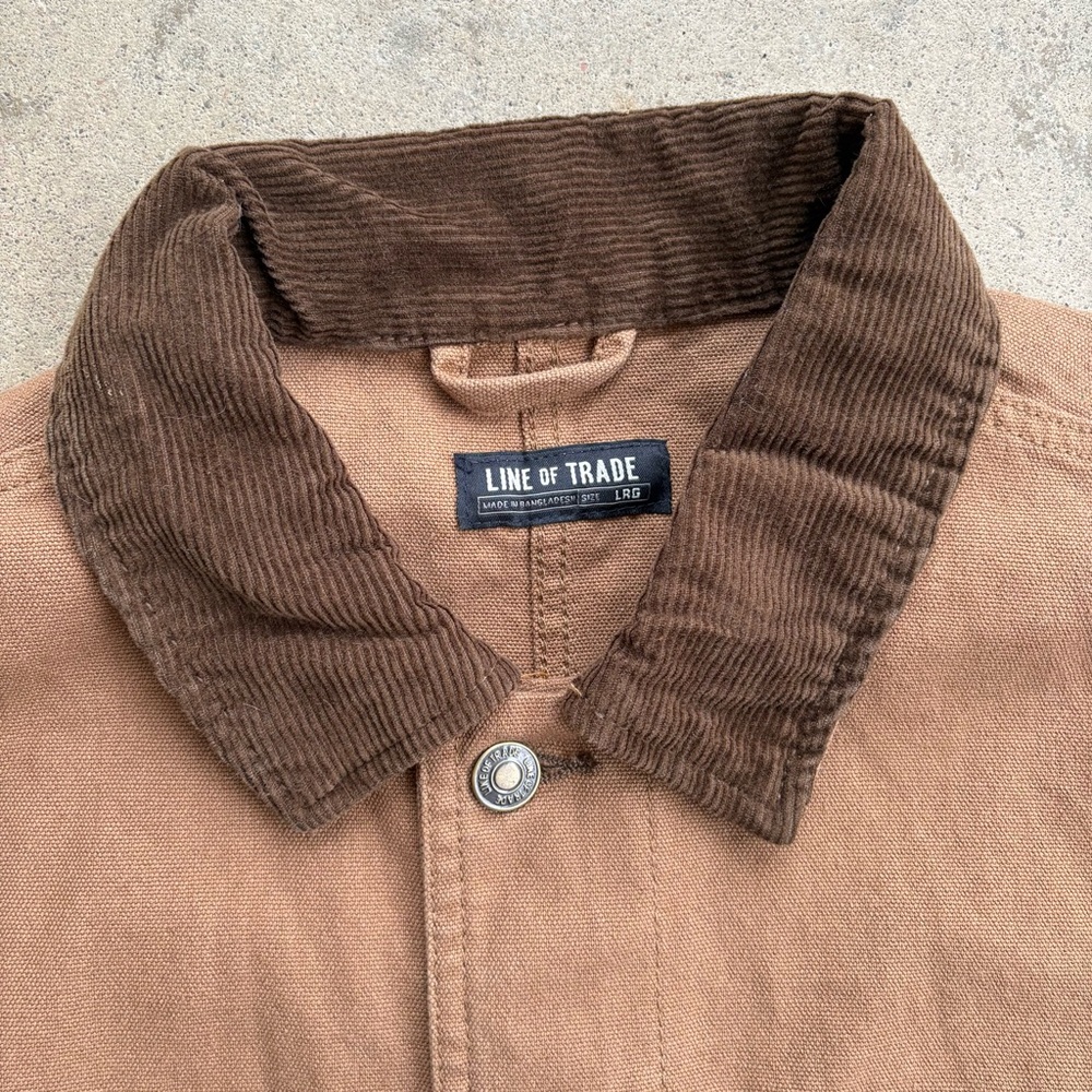 Line of Trade Carpenter Chore Coat Men's Large Ranch Tan Canvas Corduroy Collar - Picture 5 of 7